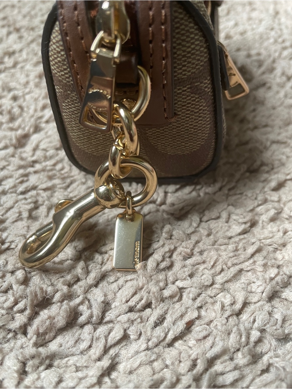 Coach Mini Rowan Charm Satchel in Brown Signature Canvas with Gold Hardware - Picture 7 of 13